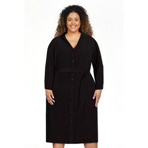 TIME AND TRU - Button Front Shirt Dress With Long Sleeves - Midi XXXL (22) NWT